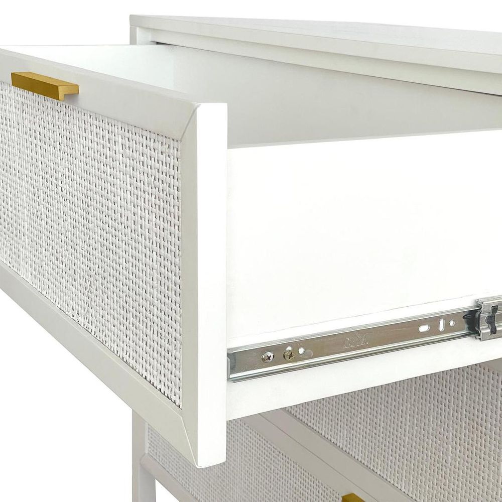 Santorini Hamptons 3 Drawer Timber/Rattan Dresser 100Cm White
