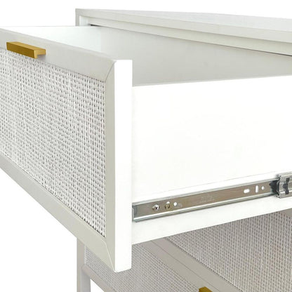 Santorini Hamptons 3 Drawer Timber/Rattan Dresser 100Cm White