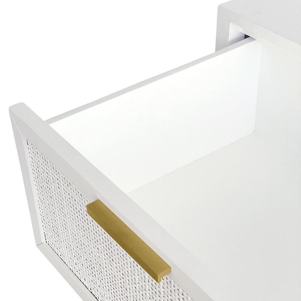 Santorini Hamptons 3 Drawer Timber/Rattan Dresser 100Cm White