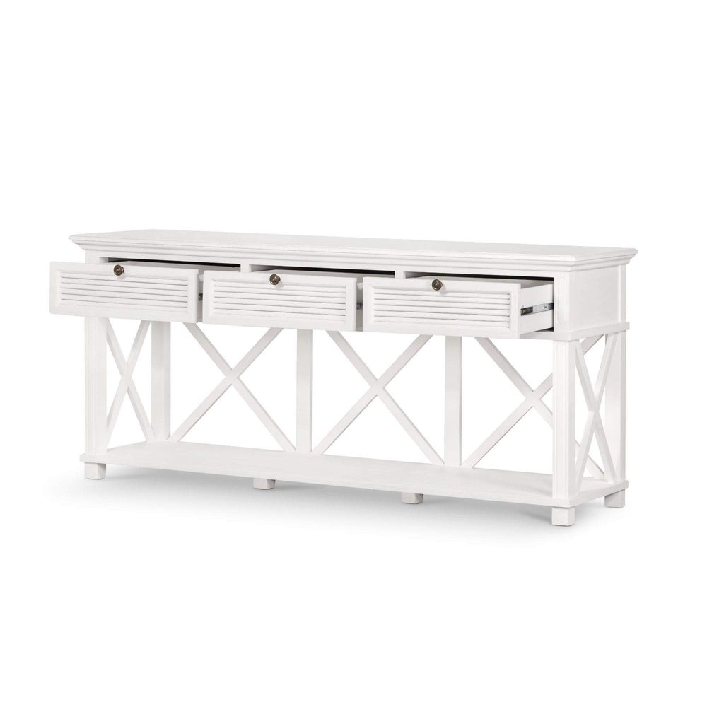 West Beach 3 Drawer Hamptons 190Cm Console White