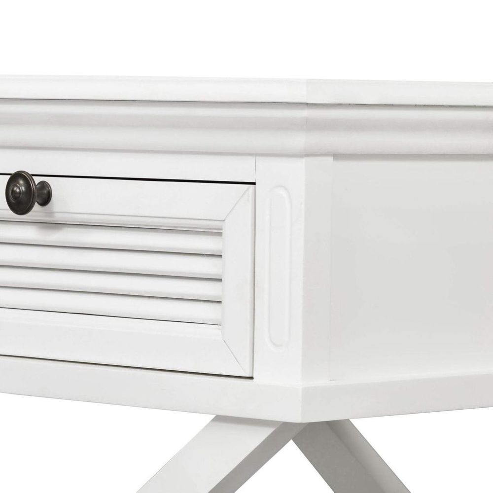 West Beach Cross Leg Hamptons Side Table W/Drawer White