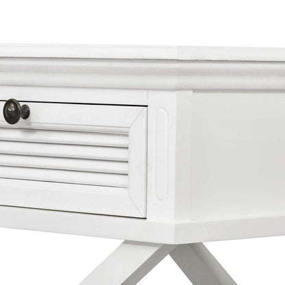West Beach Cross Leg Hamptons Side Table W/Drawer White