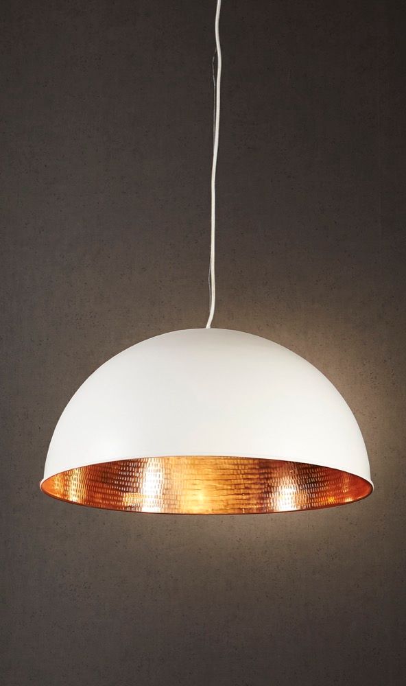 Alfresco Dome Ceiling Pendant White And Copper