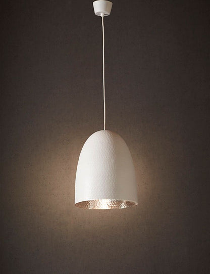 Dolce Beaten Ceiling Pendant White And Silver