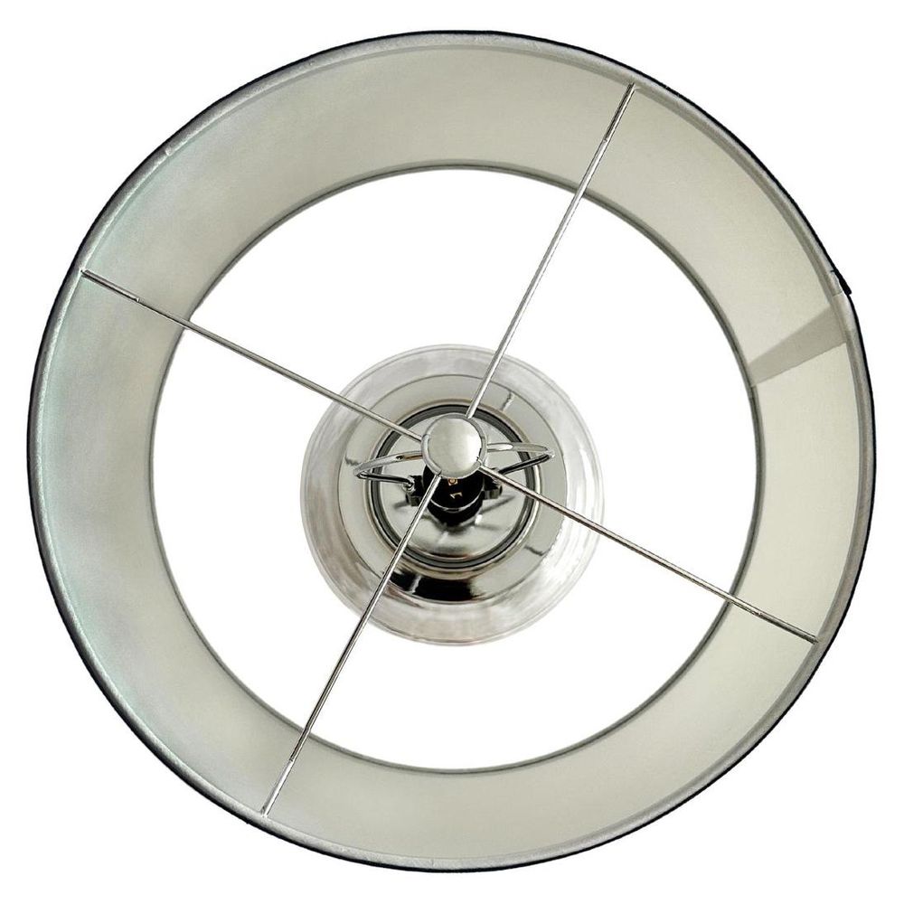 Charlotte Glass And Nickel Lamp With White Linen Shade (Navy Trim)