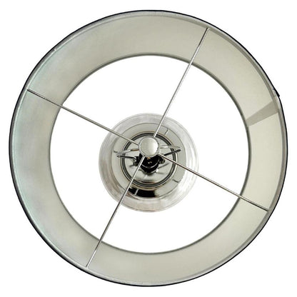 Charlotte Glass And Nickel Lamp With White Linen Shade (Navy Trim)