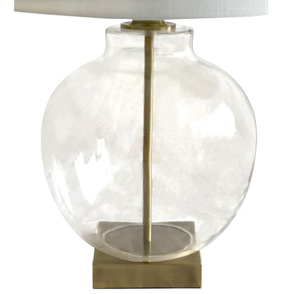 Ellyn Glass And Brass Lamp With White Linen Shade