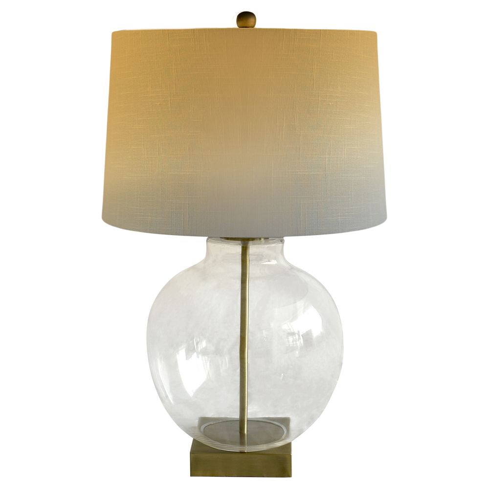 Ellyn Glass And Brass Lamp With White Linen Shade