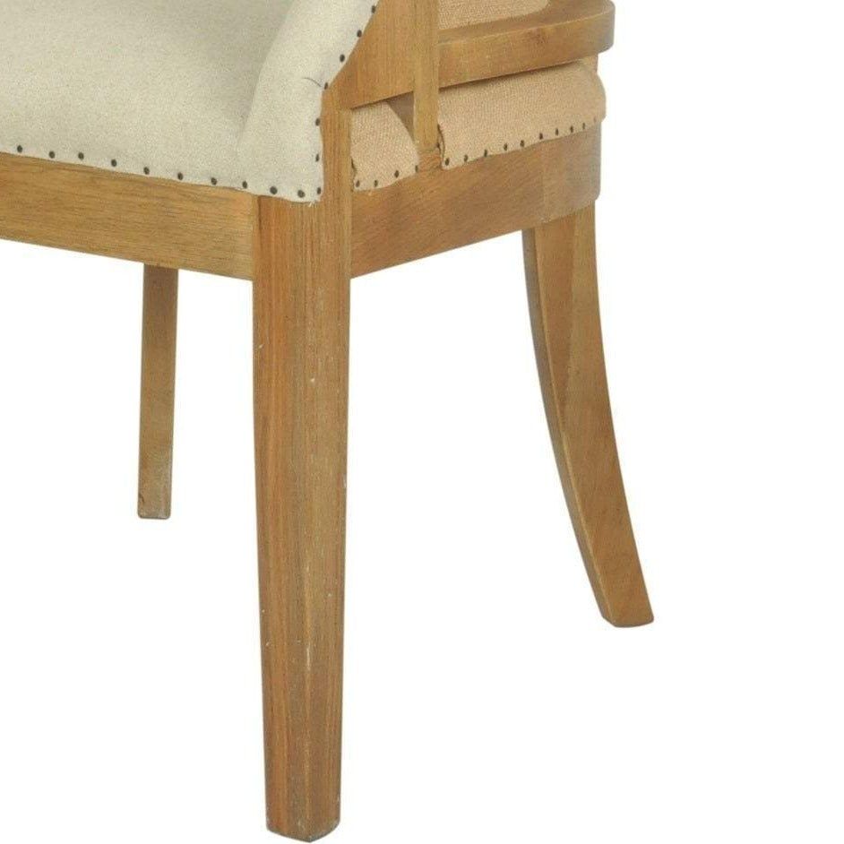 Oakwood Hamptons Linen Armchair Natural W/ Studs