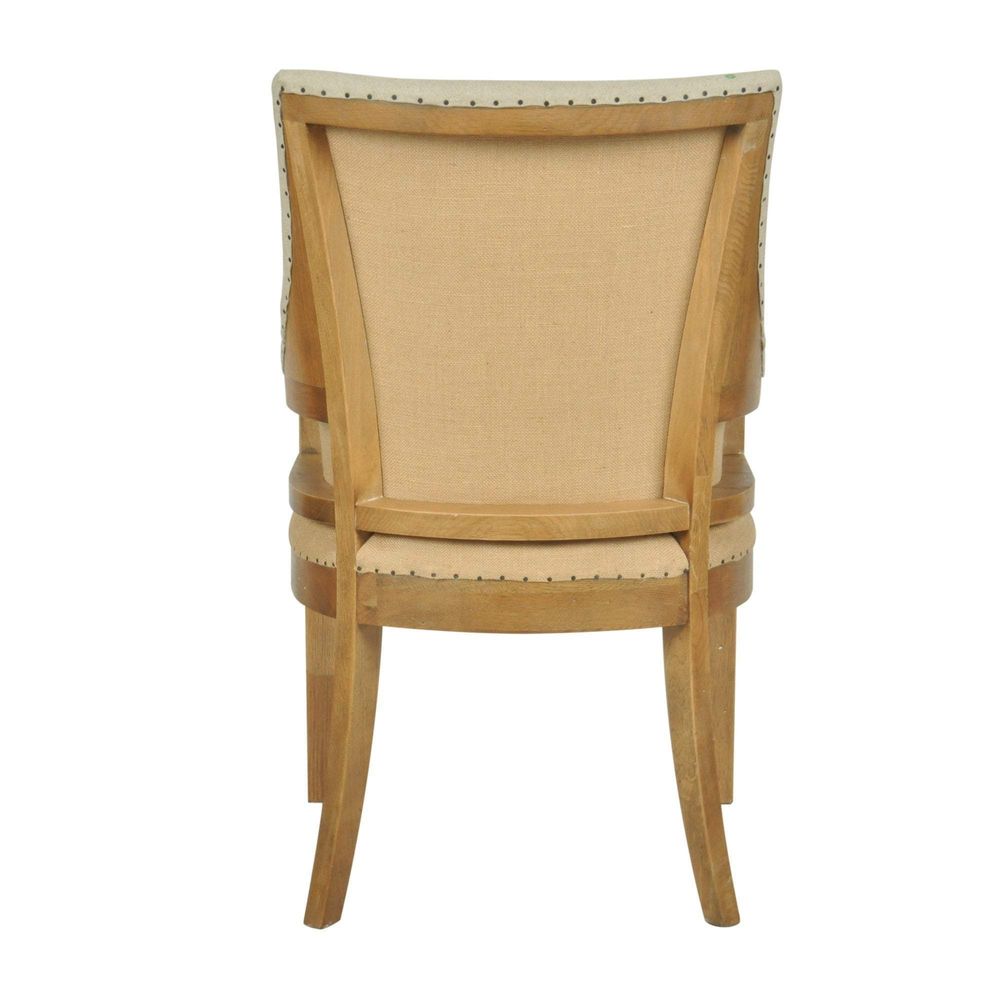 Oakwood Hamptons Linen Armchair Natural W/ Studs