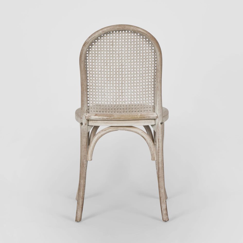 Alwyn Rattan Elm Wood Dining Chair Grey Dust