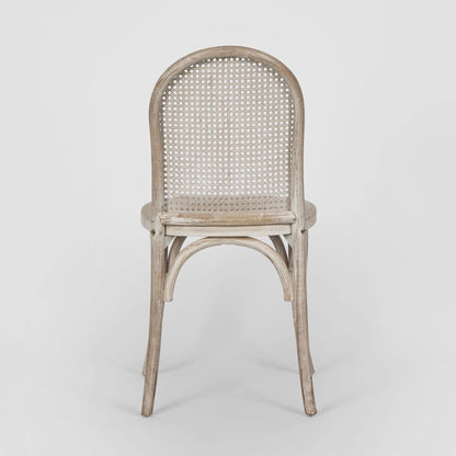 Alwyn Rattan Elm Wood Dining Chair Grey Dust