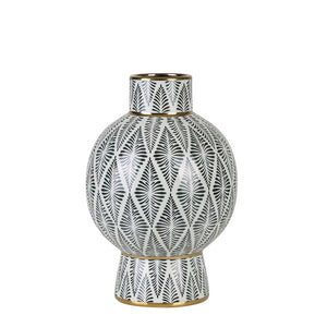 Gatsby Neck Vase Large Black & White