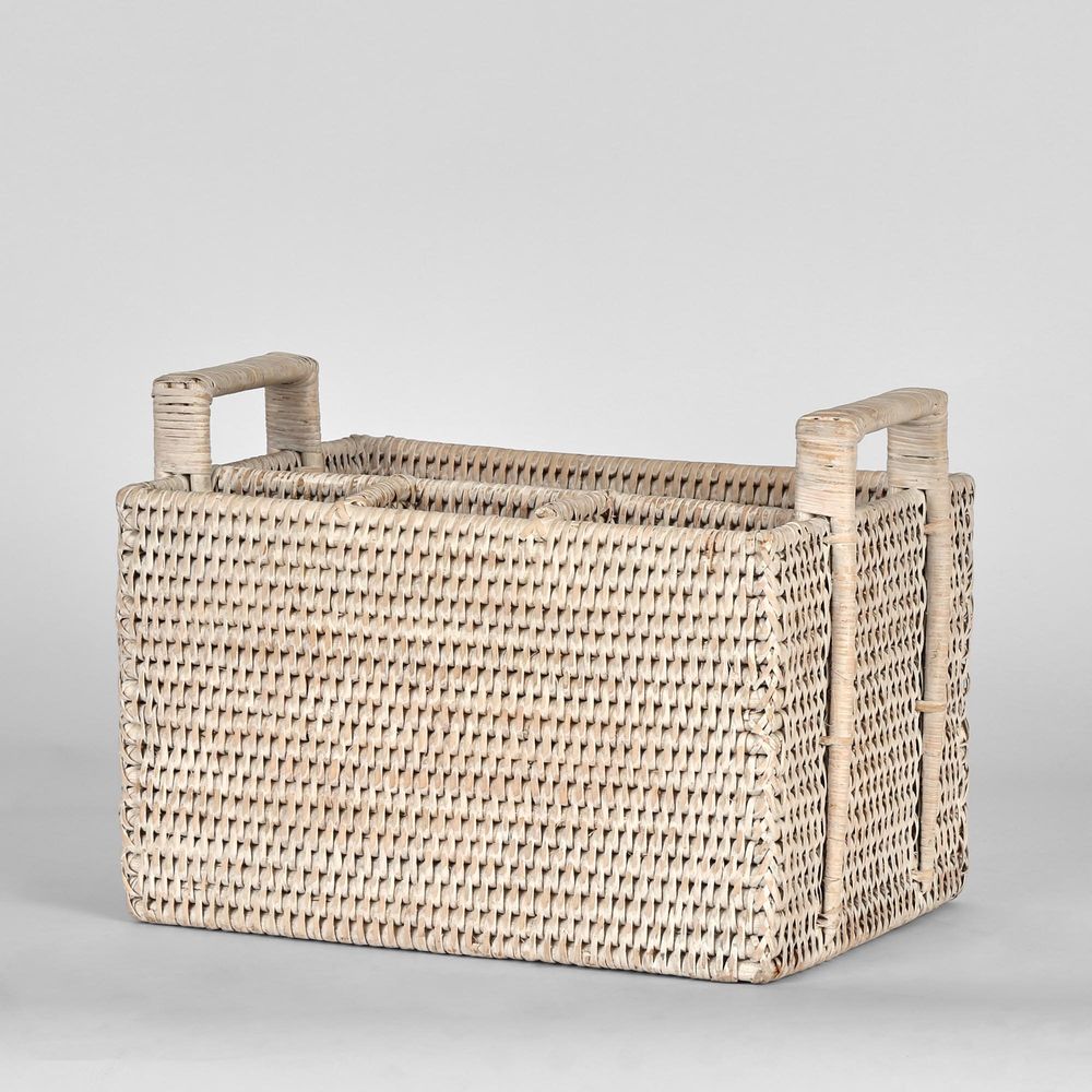 Paume Rattan Cutlery Caddy White Wash