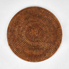 Paume Rattan Round Placemat Antique Brown
