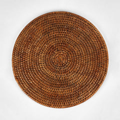 Paume Rattan Round Placemat Antique Brown