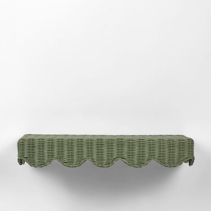 Belle Rattan Wall Shelf Green 60Cm