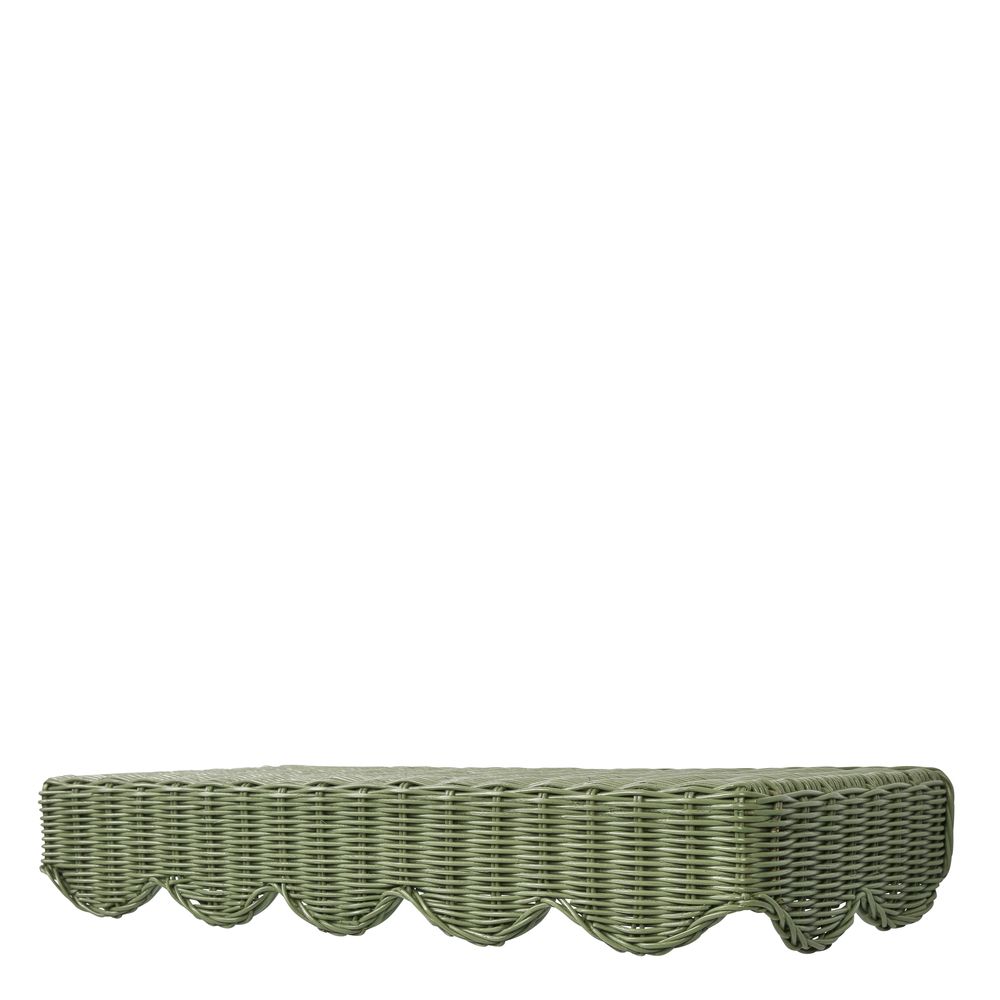 Belle Rattan Wall Shelf Green 60Cm