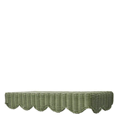 Belle Rattan Wall Shelf Green 60Cm