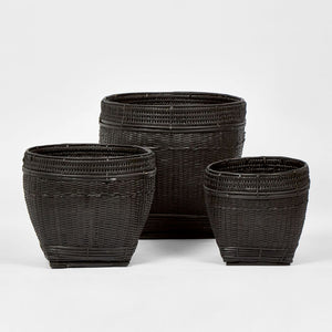 Paume Rattan Planter Set 3 Black