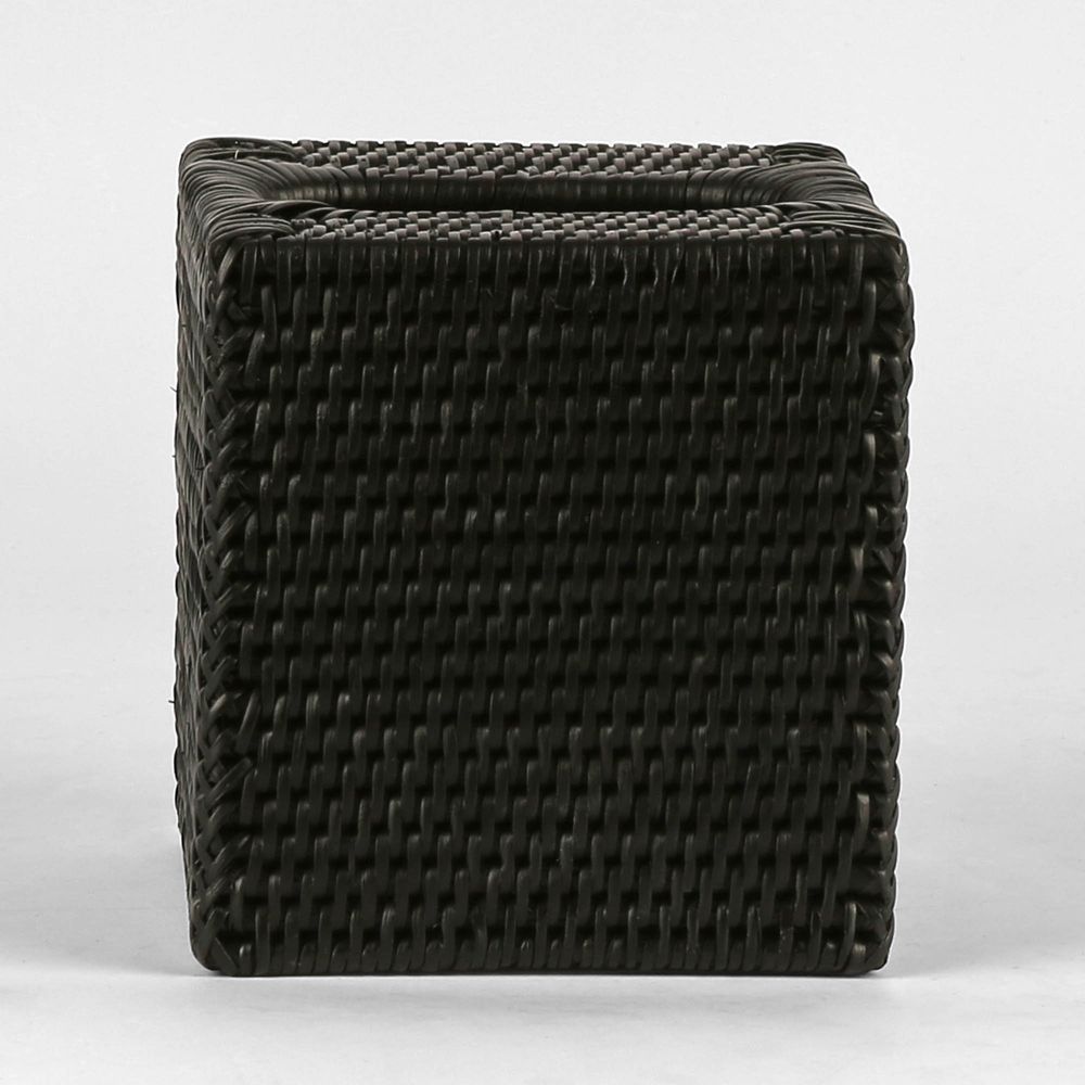 Paume Rattan Square Tissue Box Black