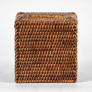 Paume Rattan Square Tissue Box Antique Brown