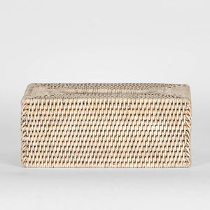 Paume Rattan Rectangle Tissue Box White Wash