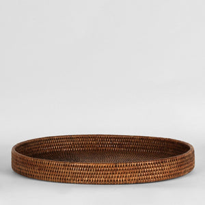 Paume Rattan Oval Tray Antique Brown