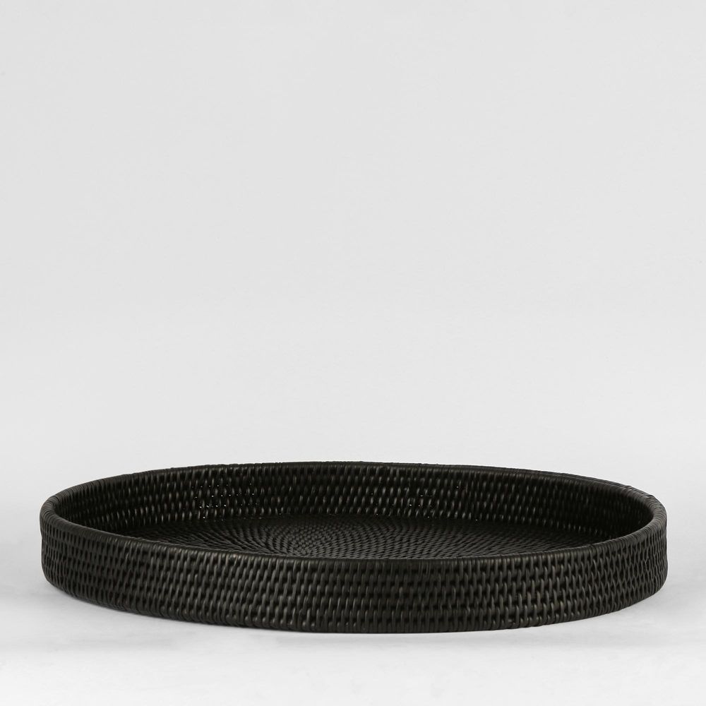 Paume Rattan Oval Tray Black