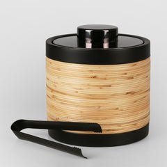 Plantation Ice Bucket & Tong Black &Rattan