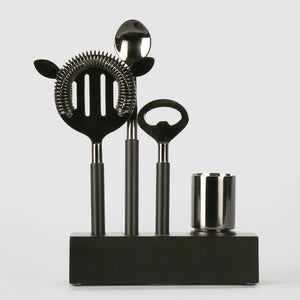 Plantation Bar Tools/Stand Black & Silver