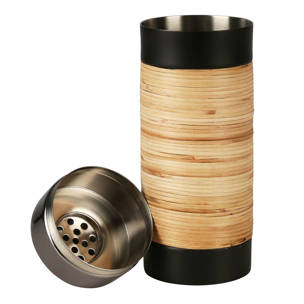 Plantation Cocktail Shaker Black & Rattan