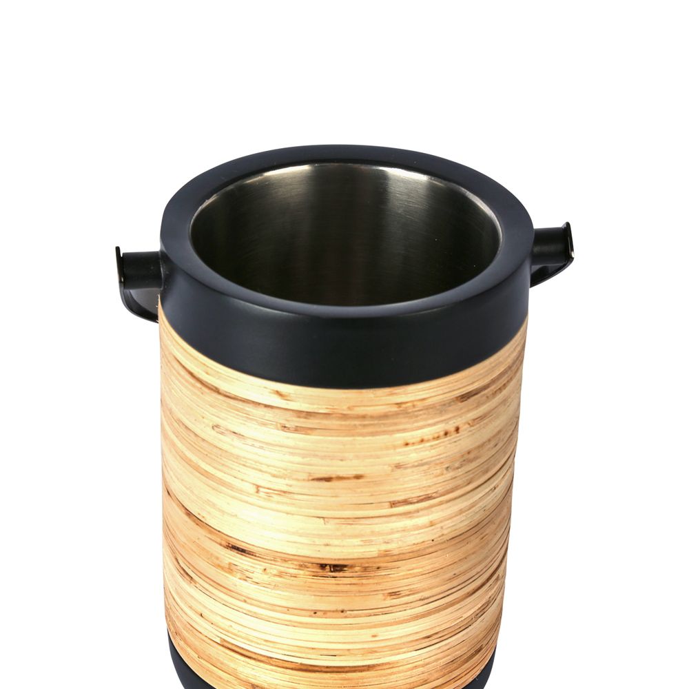 Plantation Wine Cooler Black & Rattan