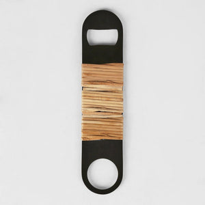 Plantation Bottle Opener Black & Rattan