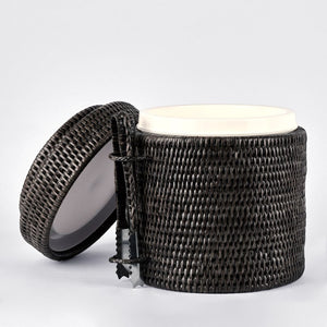 Paume Rattan Ice Bucket W Tong Black