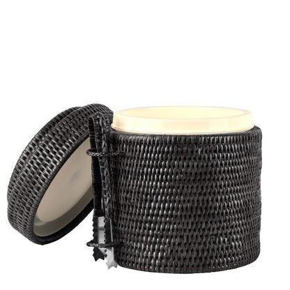 Paume Rattan Ice Bucket W Tong Black