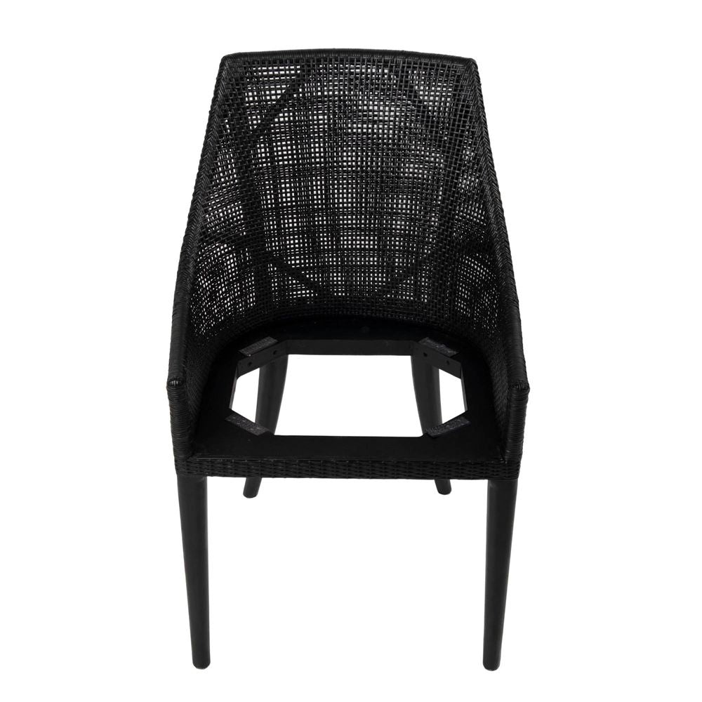 Charlotte Rattan Dining Chair Black