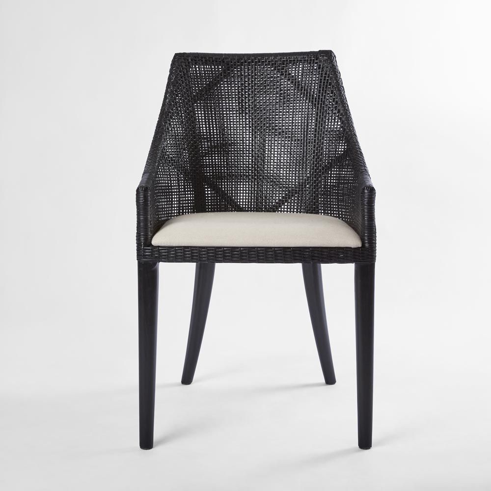 Charlotte Rattan Dining Chair Black