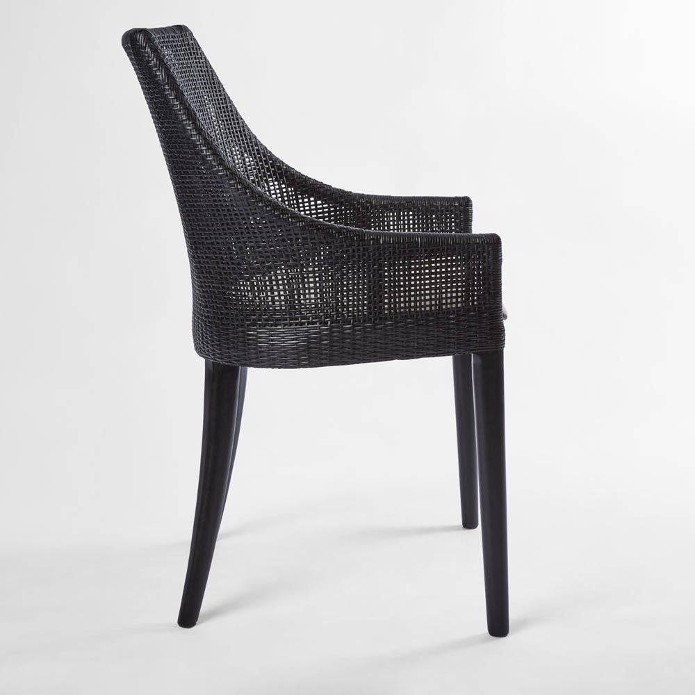 Charlotte Rattan Dining Chair Black