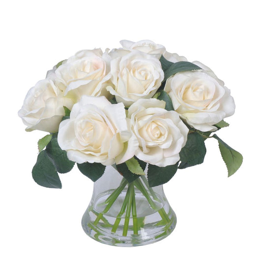 Rose In Glass Vase White