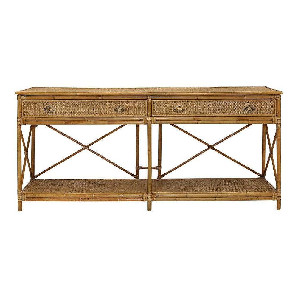 Cayman Large 2 Draw Rattan Console
