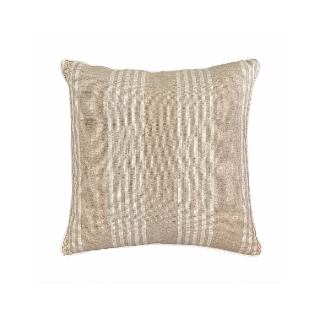 55Cm Cushion Natural Beige With Thin Cream Stripes