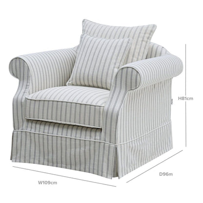 Slip Cover Only - Avalon Hamptons Armchair Stone Stripe