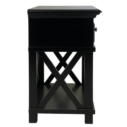 Sorrento Hamptons Bedside Table W/Drawer Black