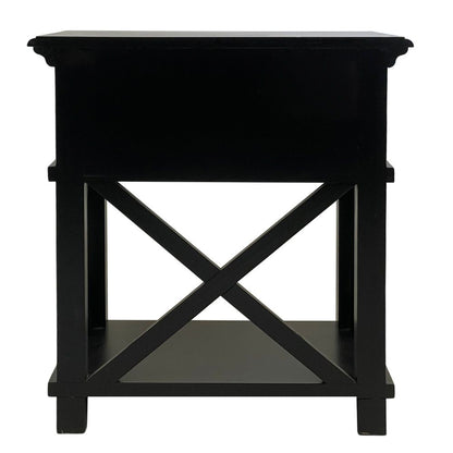 Sorrento Hamptons Bedside Table W/Drawer Black