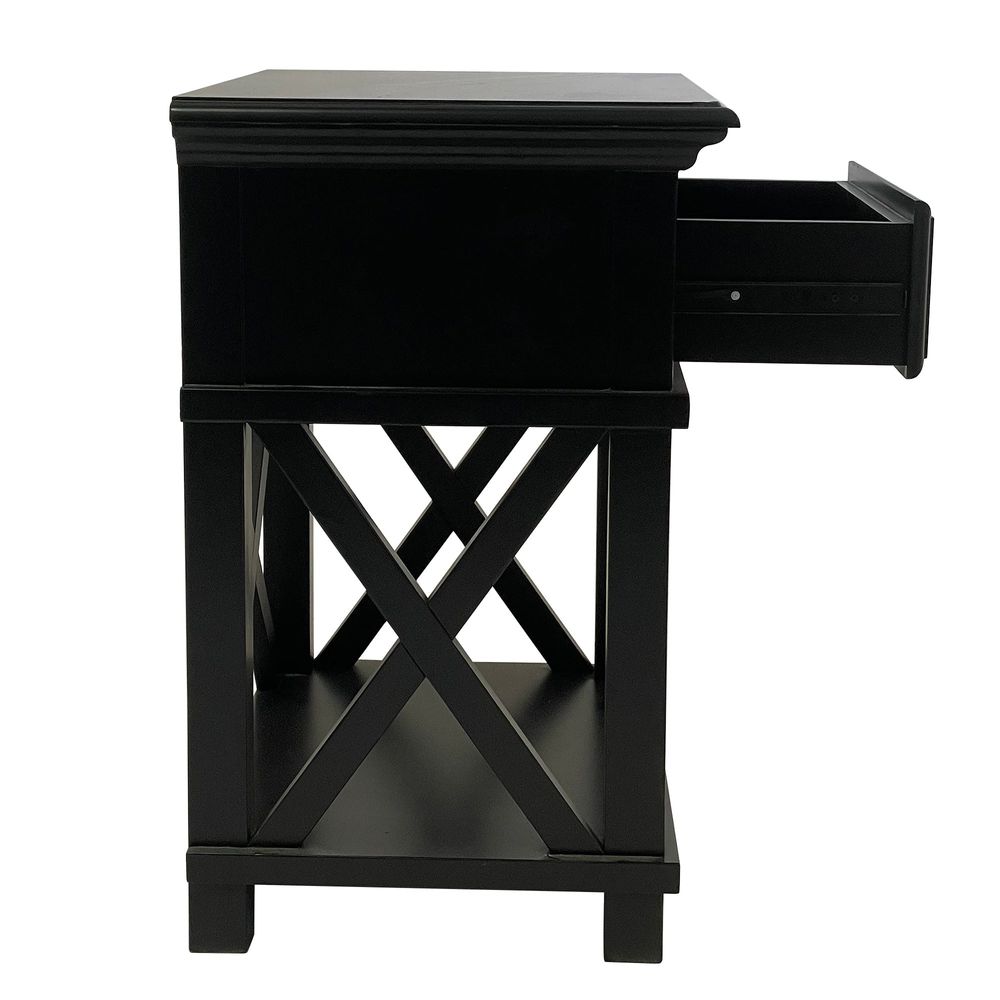 Sorrento Hamptons Bedside Table W/Drawer Black