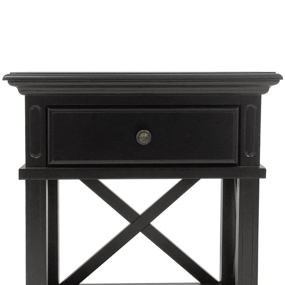 Sorrento Hamptons Bedside Table W/Drawer Black