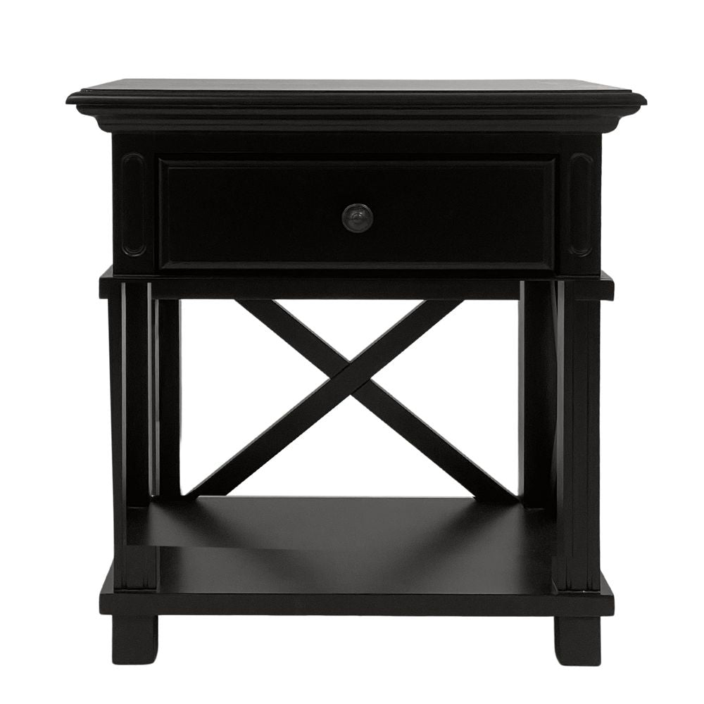 Sorrento Hamptons Bedside Table W/Drawer Black