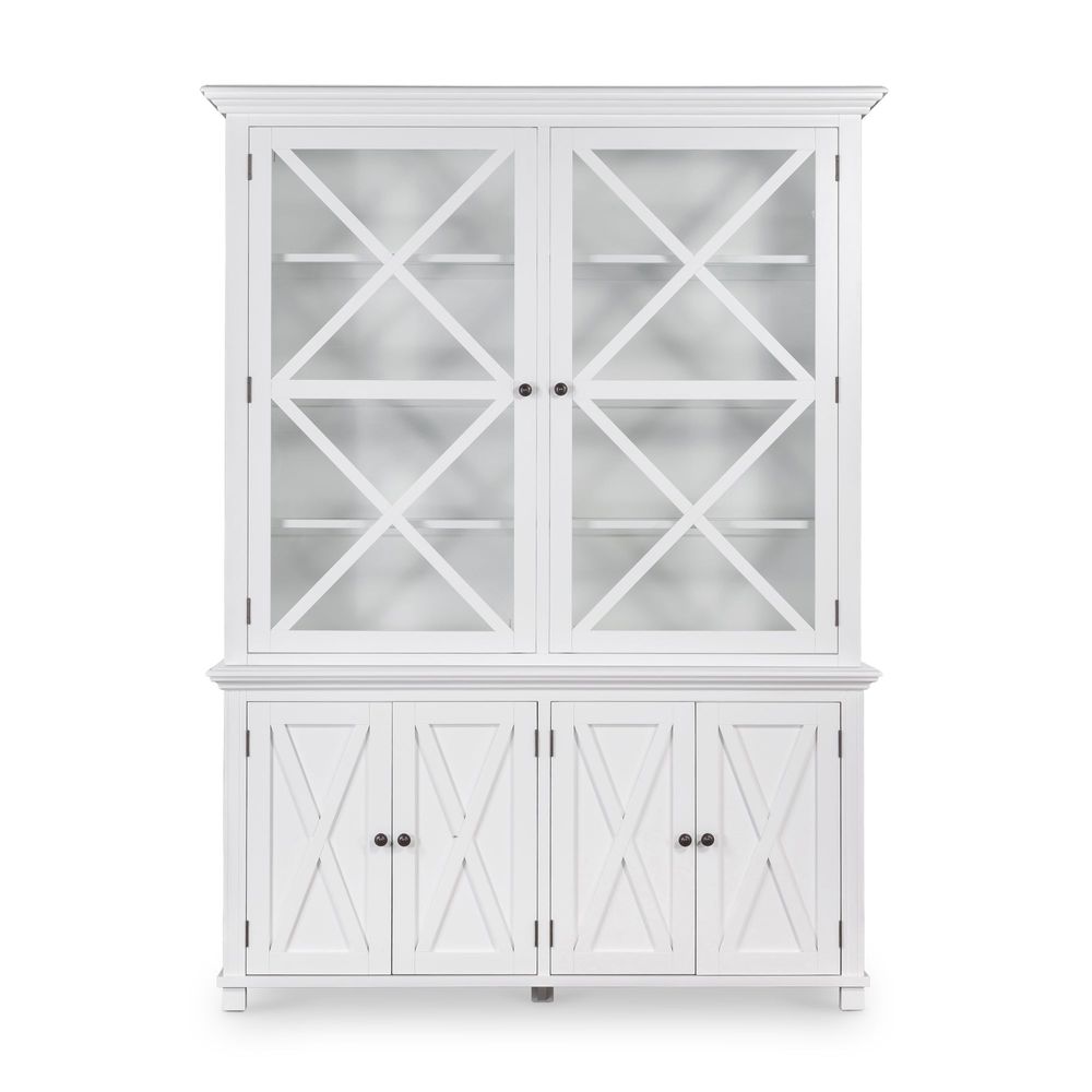 Sorrento Large Glass Door Hamptons Cabinet White