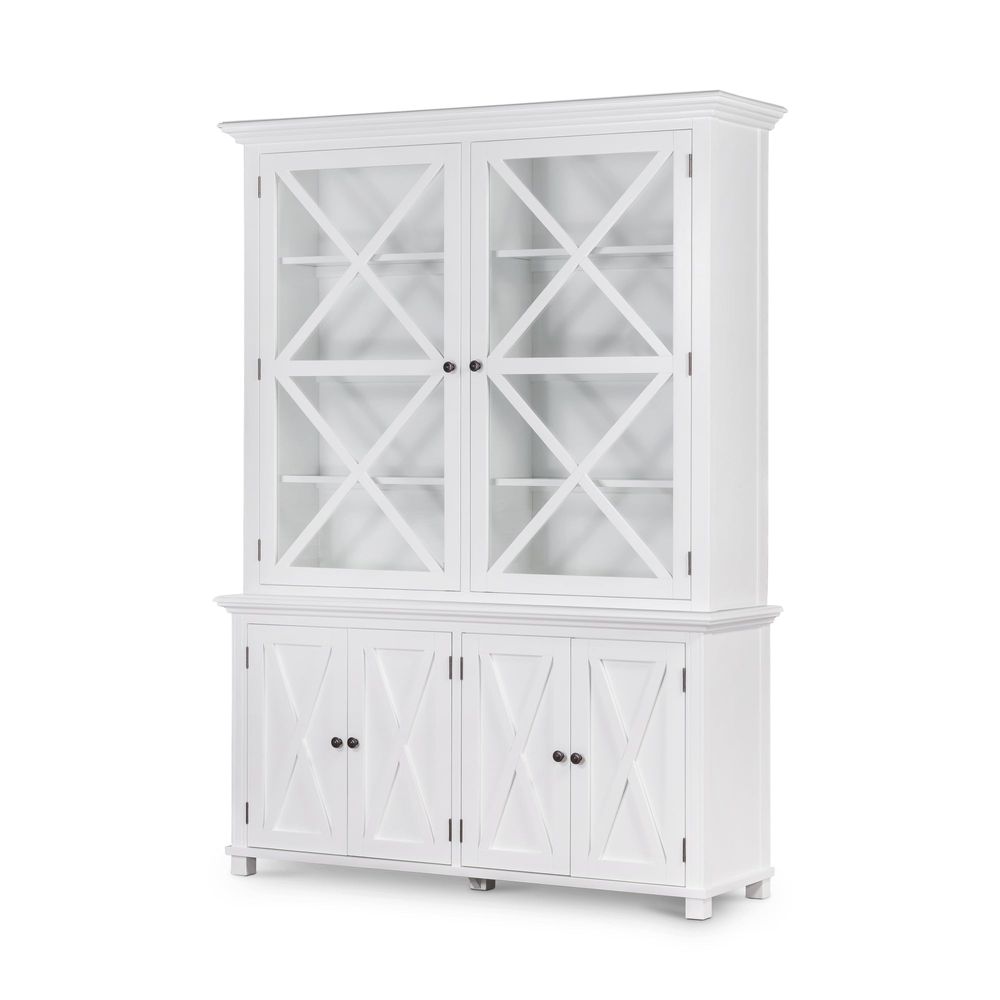 Sorrento Large Glass Door Hamptons Cabinet White